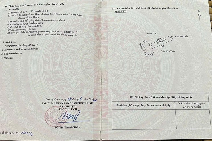 1.5 tỷ 88m2 ngõ 199 Tân Thành Dương Kinh Zalo 0567222555
