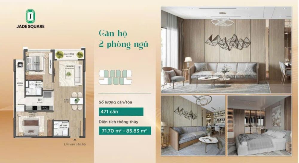 Jade Square Cổ Nhuế: Sở Hữu Căn Hộ 2PN Chỉ Từ 1.x Tỷ - Ưu Đãi Đến 3% + CK 9%