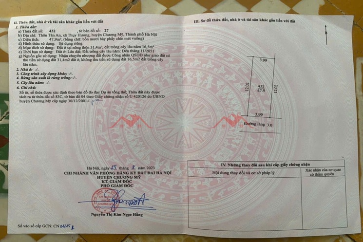 SIÊU PHẨM 47,9M TẠI THỤY HƯƠNG-CHƯƠNG MỸ-HÀ NỘI
