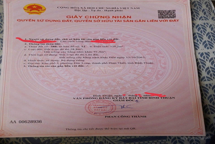 Bán đất nền khu dân cư hiện hữu tại Đức Long, Phan Thiết, sẵn sổ, mặt tiền 6m, ô tô vào ngõ