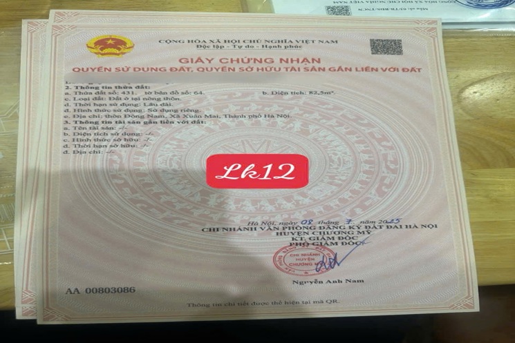 HÀNG FO BÁN LÔ ĐẤT 82,5M TẠI NAM PHƯƠNG TIẾN-CHƯƠNG MỸ-HÀ NỘI