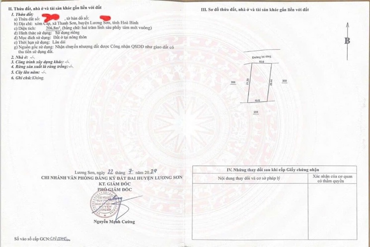 BÁN LÔ ĐẤT SIÊU RẺ 206,8M LƯƠNG SƠN-HÀ BÌNH