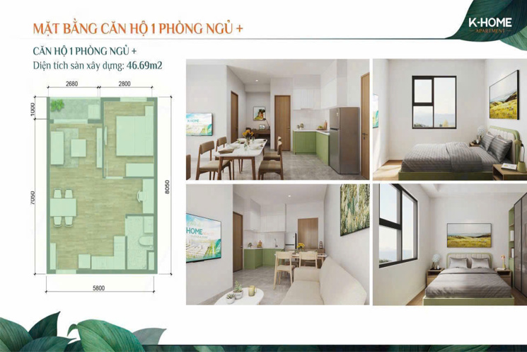 Căn 1PN 42m² – Căn hộ chuẩn Singapore giá từ 1.05 tỷ