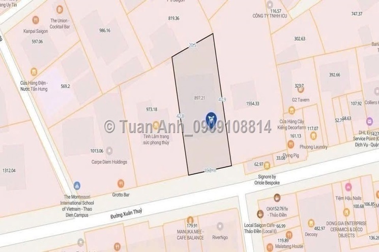 Bán Siêu Phẩm VILLA mặt tiền Xuân Thủy, Thảo Điền, Q.2. DT: 897m2, Sổ Đỏ. Giá: 405 tỷ. LH: