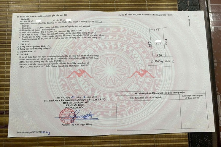 HÀNG HIẾM CÓ TRÊN THỊ TRƯỜNG 71,8M TẠI TIÊN TRƯỢNG-XUÂN MAI-CHƯƠNG MỸ-HÀ NỘI