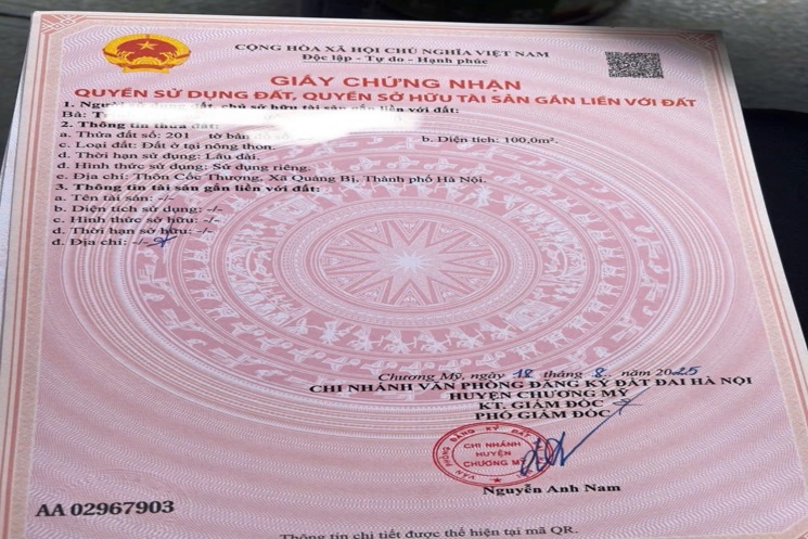 BÁN 100M TẠI CỐC THƯỢNG-HOÀNG DIỆU-CHƯƠNG MỸ-HÀ NỘI