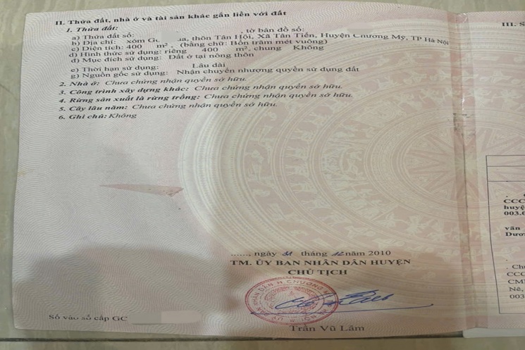 SIẺU PHẨM 400M TẠI TÂN TIẾN-CHƯƠNG MỸ-HÀ NỘI