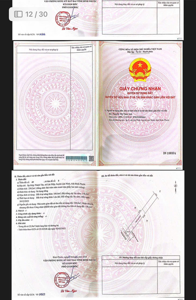 CHÍNH CHỦ CẦN BÁN ĐẤT TẠI ẤP HIỆP THÀNH, XÃ LỘC HIỆP, HUYỆN LỘC NINH, TỈNH BÌNH PHƯỚC