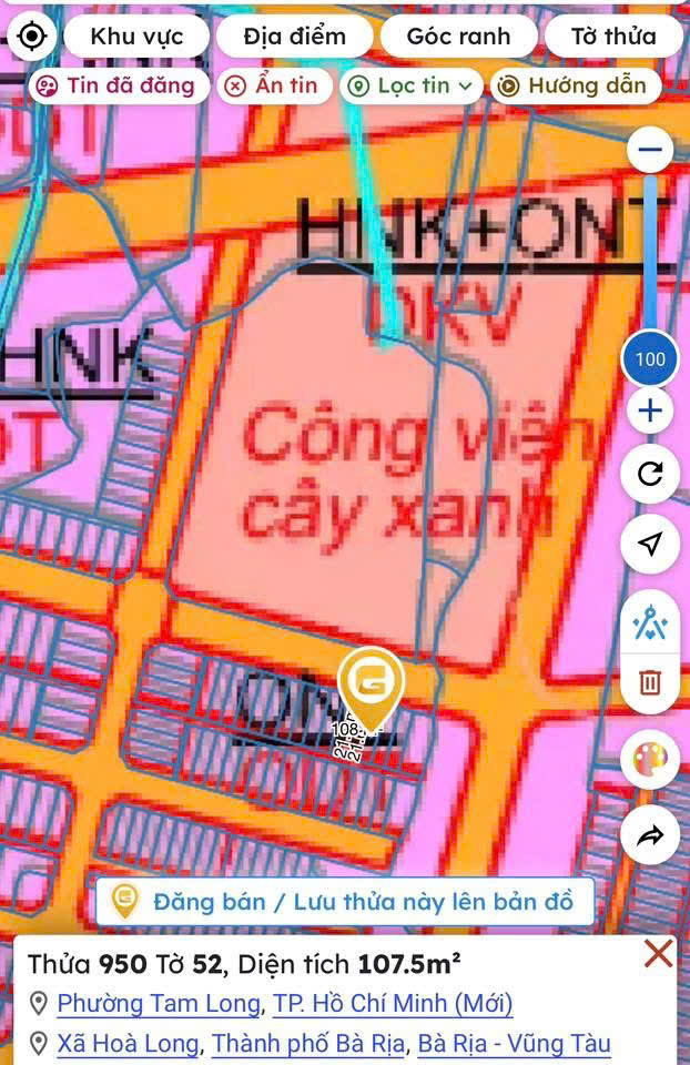 Nền nhà đối diện công viên cây xanh giá chỉ 1ty150