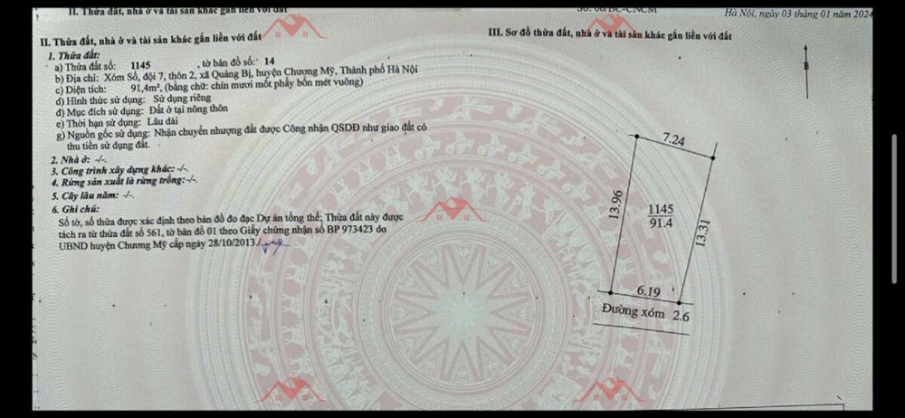 SIÊU PHẨM SIÊU ĐẸP 91,4M TẠI QUẢNG BỊ-CHƯƠNG MỸ-HÀ NỘI