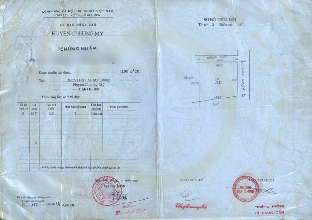 BÁN ĐẤT SẴN NHÀ 220M TẠI MỸ LƯƠNG-CHƯƠNG MỸ-HÀ NỘI