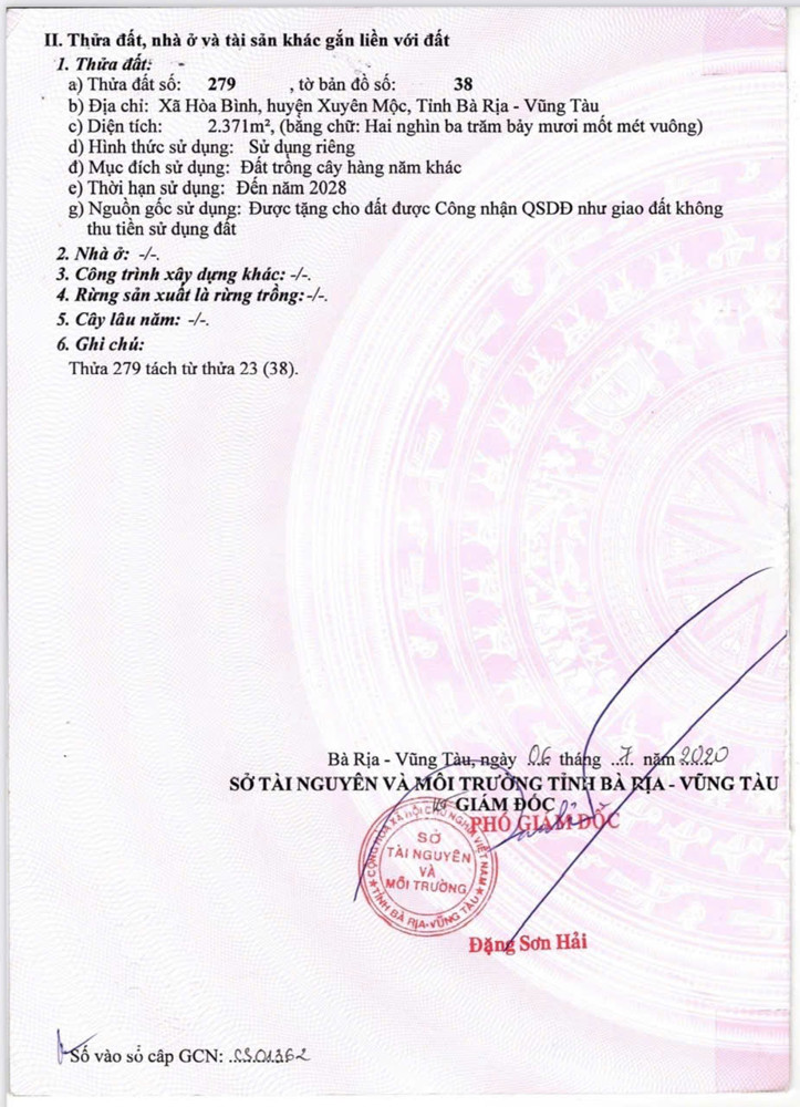 Chủ bán 2371mv cln tai hoà bình xuyên mộc hcm