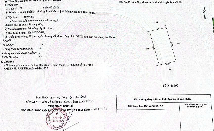 Chính Chủ Cần bán 02 lô đất liền kề, tổng diện tích 900m2, tại Suối Đá, P. Tân Xuân, TP. Đồng Xoài,