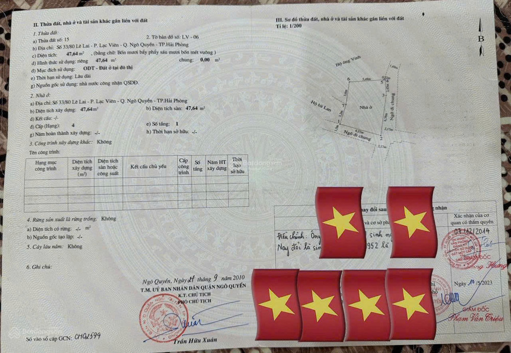 CHÍNH CHỦ BÁN ĐẤT TẶNG NHÀ CẤP 4, TẠI ĐƯỜNG LÊ LAI, LẠC VIÊN, NGÔ QUYỀN, HẢI PHÒNG