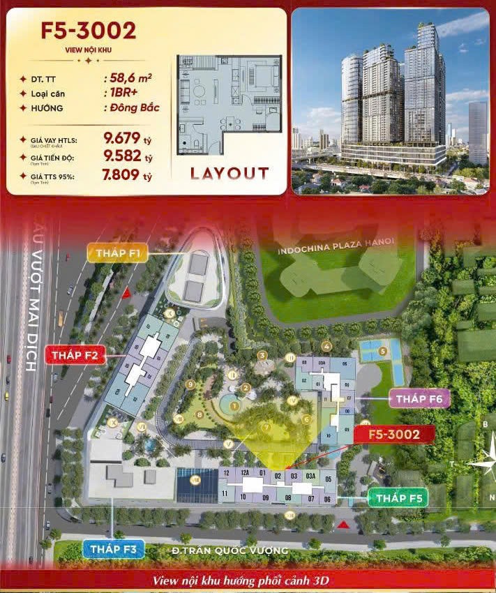 Bán Căn Hộ Sun Feliza Suites Cầu Giấy - 1PN - View Đẹp - Giá Tốt