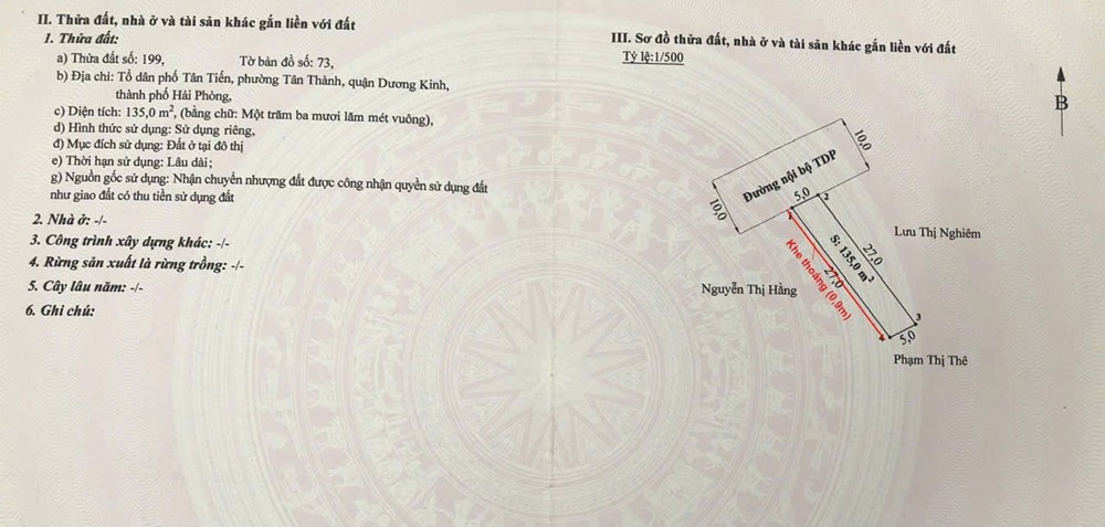 24xtr/m2 135m2 Tân Thành Dương Kinh Zalo 0567222555