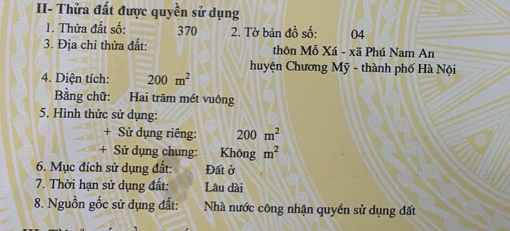 SIÊU HÓT LÔ ĐẤT ĐẸP VÀ LẠI RẺ NHẤT 200M TẠI PHÚ NAM AN-CHƯƠNG MỸ-HÀ NỘI