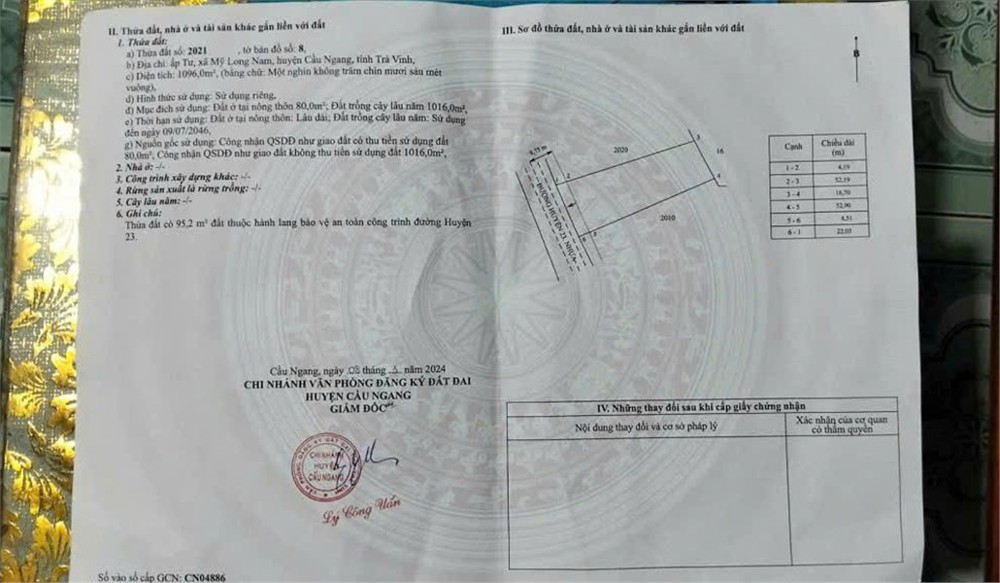 HOT HOT - CẦN BÁN LÔ ĐẤT TẠI  Mỹ Long Nam, huyện Cầu ngang tỉnh Trà Vinh