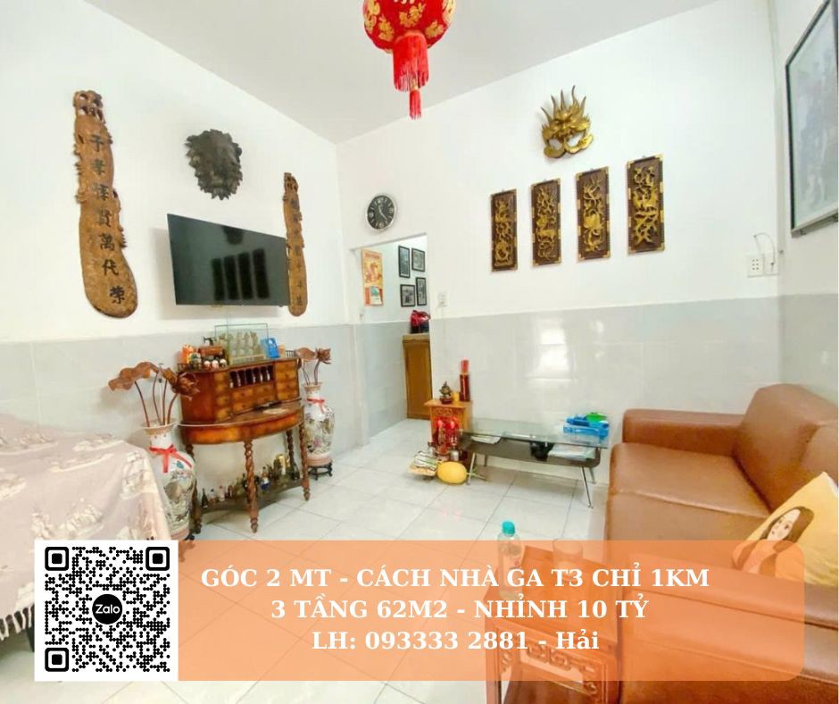 Nhà 2MT đẹp Hoàng Hoa Thám cách T3 chỉ 800m 62m2 chỉ nhình 10 tỷ