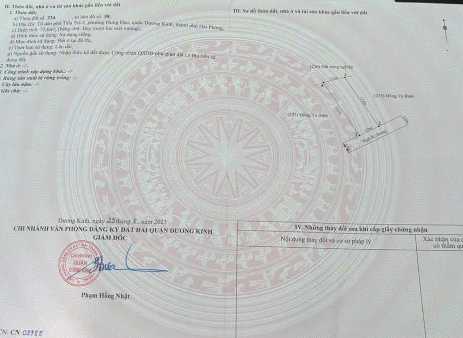 23.x triệu/m2 72m2 Tiểu Trà Hưng Đạo Dương Kinh Zalo 0567222555