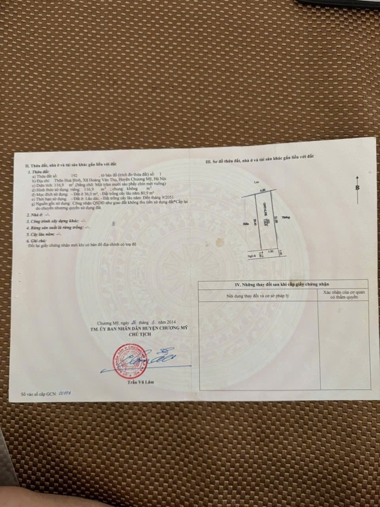 LÔ ĐẤT SIÊU HÓT 116,9M TẠI HOÀNG VĂN THỤ-CHƯƠNG MỸ-HÀ NỘI
