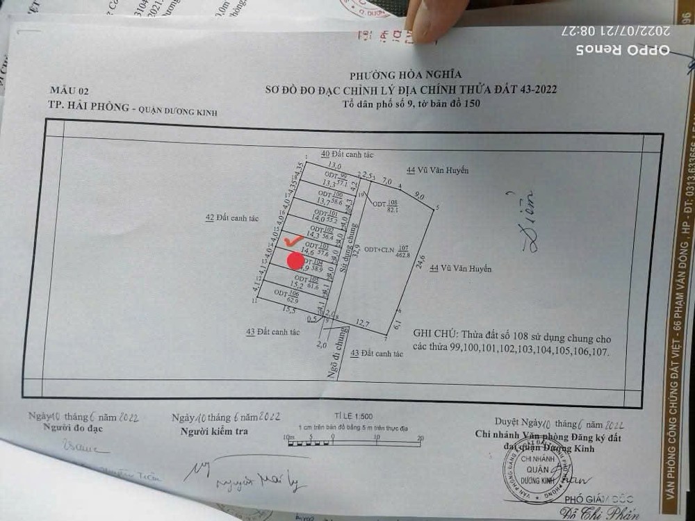 620 Triệu - 58.9M2 Hòa Nghĩa, Dương Kinh Zalo 0567222555