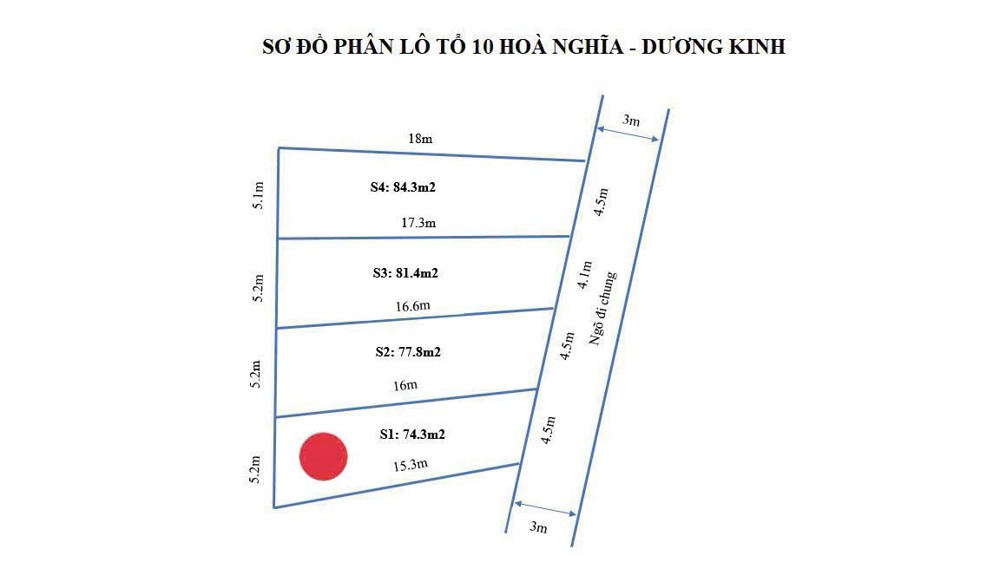 1.15 tỷ 74m2 Hòa Nghĩa Dương Kinh gần Cầu Rào 3 Zalo 0567222555