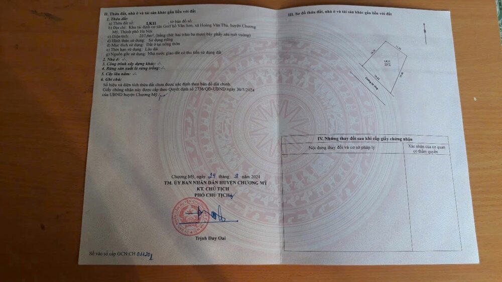 BÁN LÔ ĐẤT 237,6M TÁI ĐỊNH CƯ VĂN SƠN-HOÀNG VĂN THỤ-CHƯƠNG MỸ-HÀ NỘI