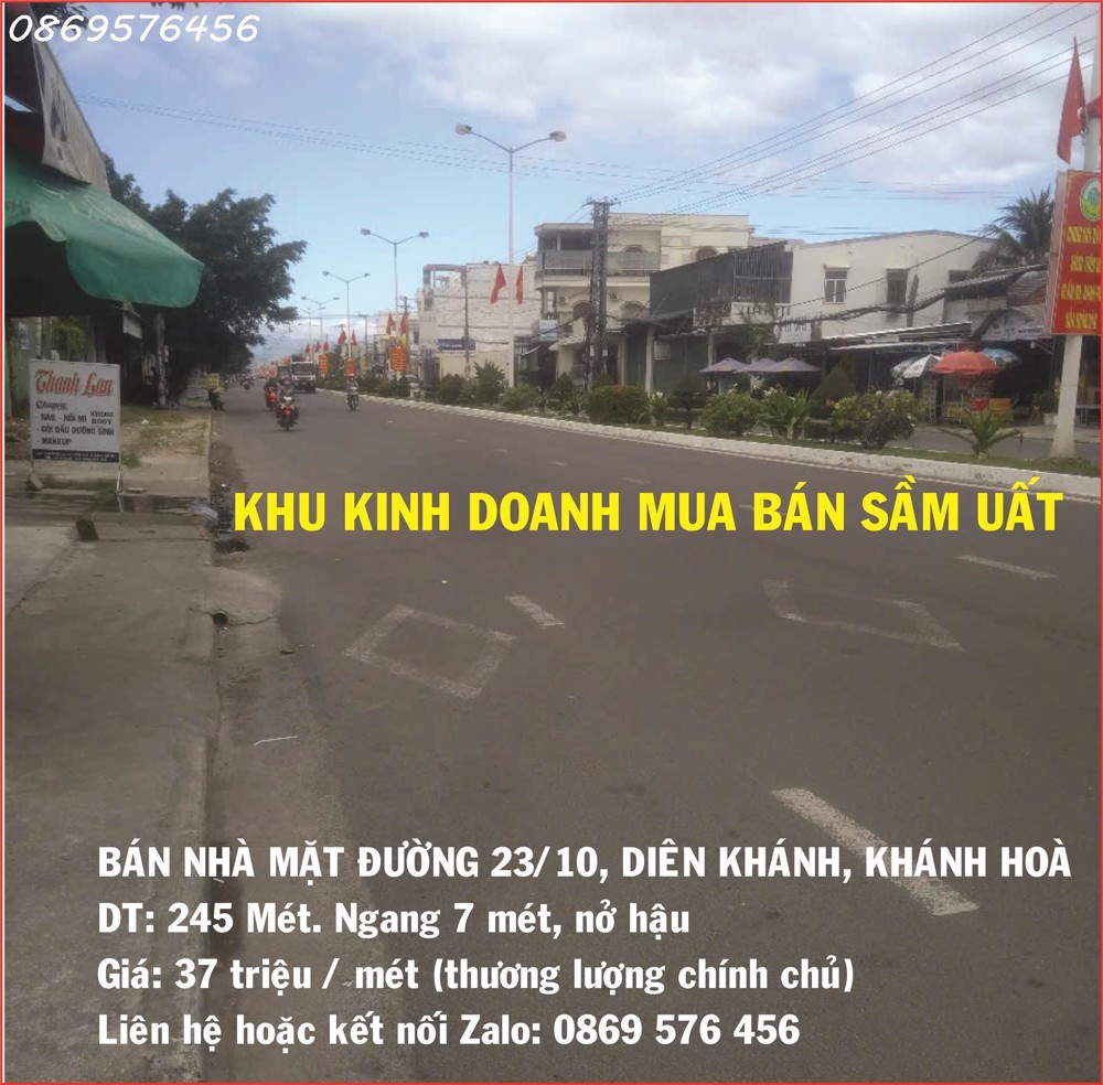 BÁN CĂN NHÀ MẶT TIỀN ĐƯỜNG 23/10, NHA TRANG