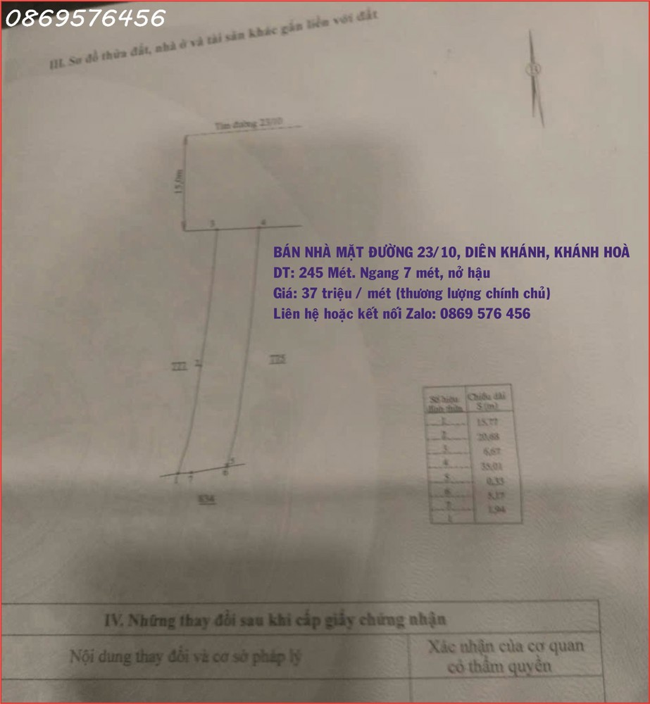 BÁN CĂN NHÀ MẶT TIỀN ĐƯỜNG 23/10, NHA TRANG