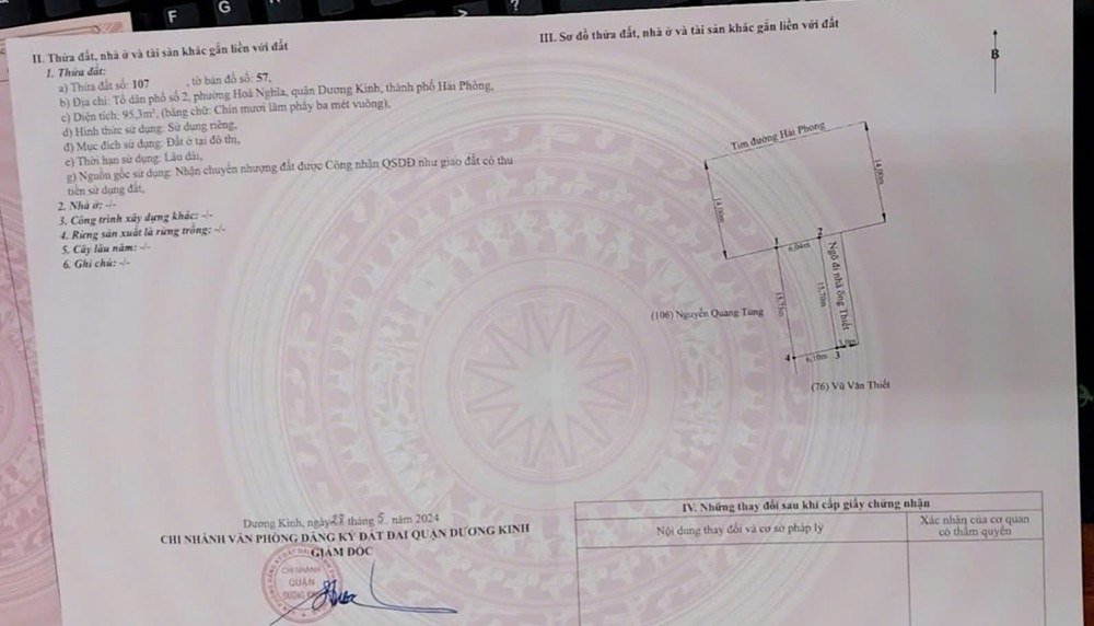 ĐẤT MẶT ĐƯỜNG HẢI PHONG – 95.3M² GIÁ CHỈ 4.8X TỶ – LÔ HIẾM TRỤC CHÍNH VINHOMES DƯƠNG KINH  ZALO