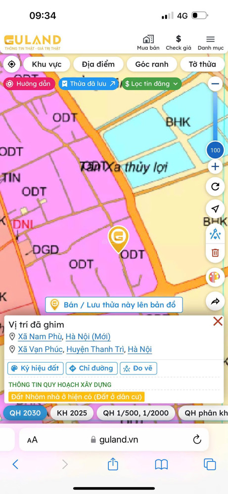 Bán Đất tại Xã Vạn Phúc, Thanh Trì, Hà Nội, 5,x tỷ, 100m2 đẹp, nhiều tiện ích
