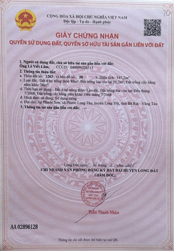 Chủ bán 8 nền liền kề phướclong thọ gần kcn đát đỏ