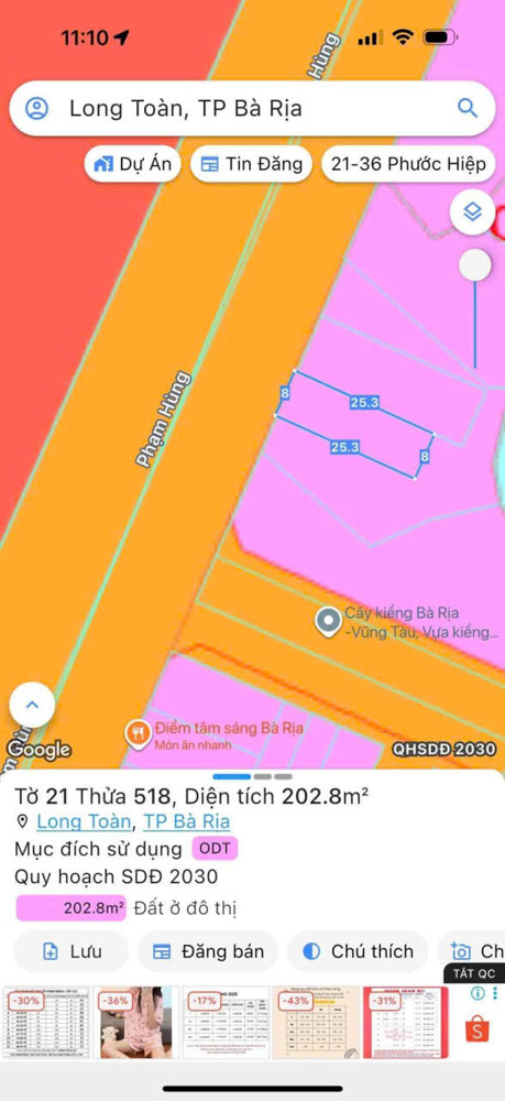 Cần bán lô Đất mặt tiền Phạm Hùng gần bệnh viện Bà Rịa