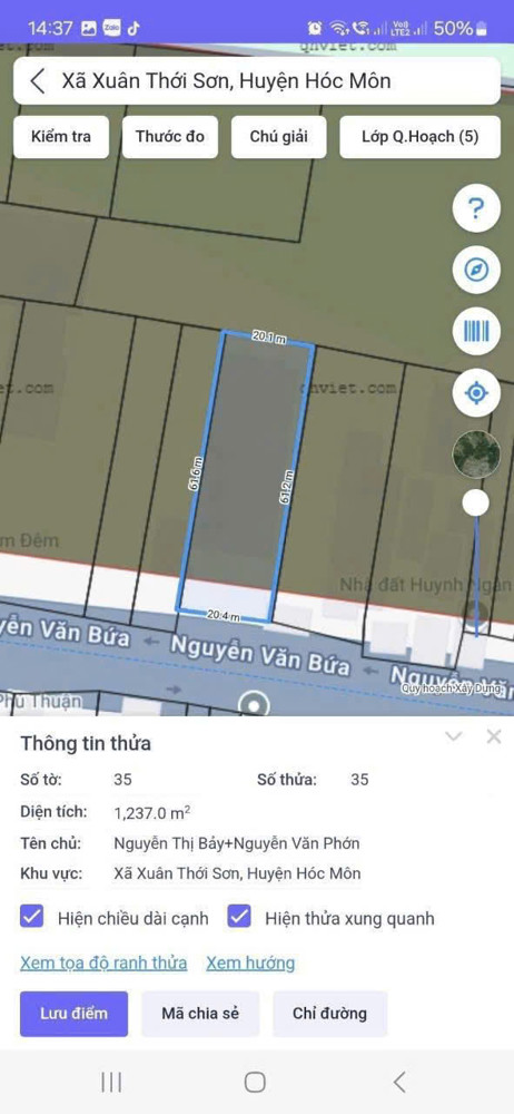 ĐẤT (20x60) MT NGUYỄN VĂN BỨA, XUÂN THỚI SƠN, HÓC MÔN