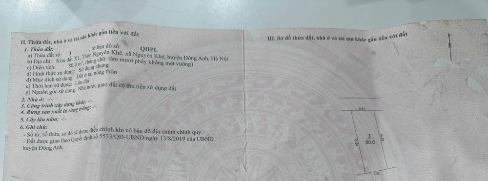 BÁN ĐẤT X1 NGUYÊN KHÊ – ĐÔNG ANH - VIEW CÔNG VIÊN TRƯỚC M