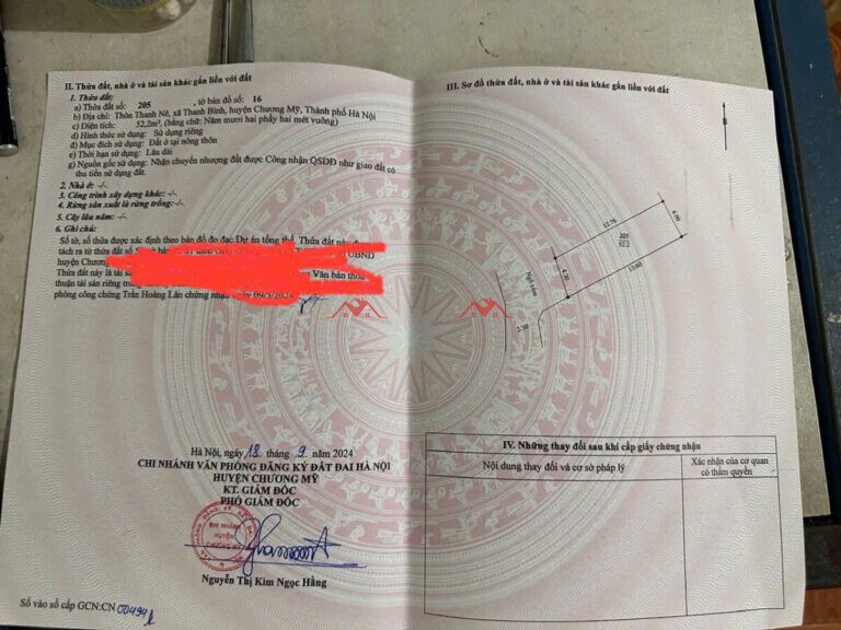BÁN LÔ ĐẤT 52,2M TẠI THANH BÌNH-CHƯƠNG MỸ-HÀ NỘI