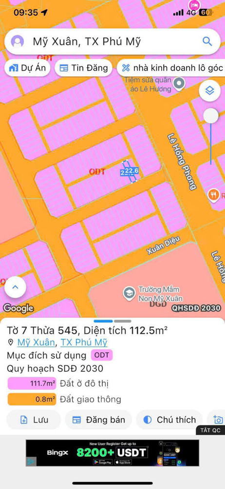 Chính chủ gởi  bán lô đất tđc Phước lập Mỹ Xuân tp Phú Mỹ , ở trung tâm lõi của tp
