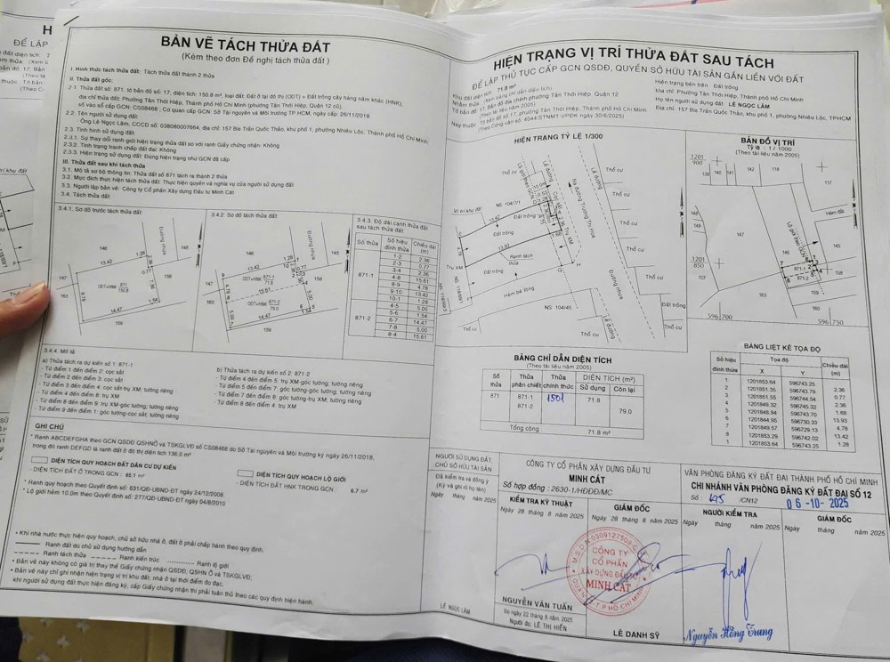 BÁN 2 LÔ ĐẤT (9.6x16) ĐƯỜNG NHỰA 7M THÔNG TÂN THỚI HIỆP 13, Q12