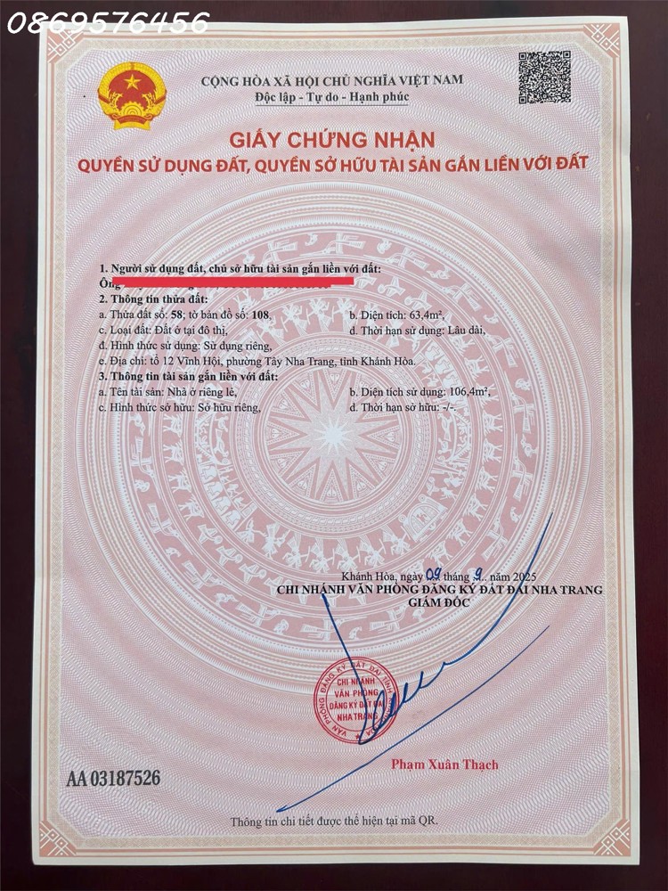 CẦN BÁN NHÀ NGAY TRUNG TÂM THÀNH PHỐ NHA TRANG, KHÁNH HOÀ