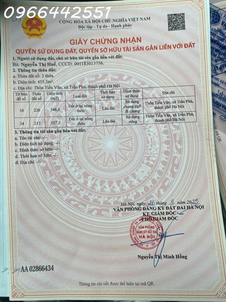 Bán gấp lô đất giá rẻ gần bến xe Yên Nghĩa ngã tư Hữu Văn 107.5m nhỉnh 1tỷ
