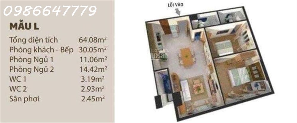 Bán căn hộ Bình Tân 2PN 68m2 tại chung cư HOF - HQC 35 Hồ Học Lãm. TT 1,6 tỷ nhận nhà ngay
