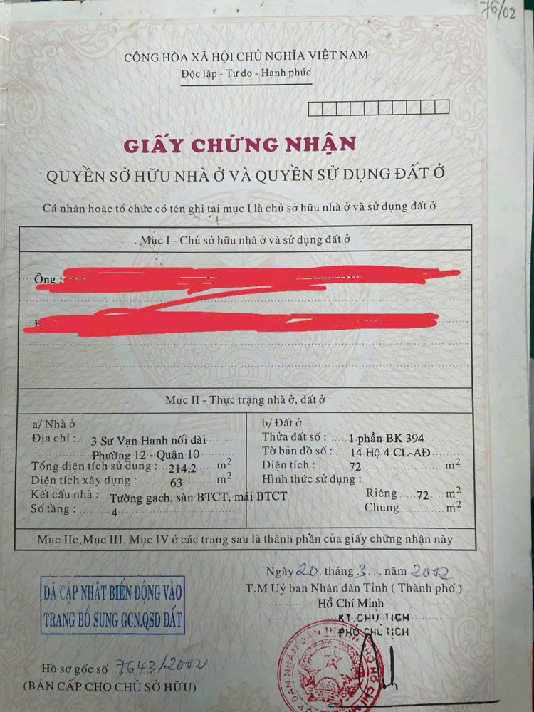 BÁN KHÁCH SẠN 5 TẦNG NGAY TRUNG TÂM Q.10 – SÁT VẠN HẠNH MALL