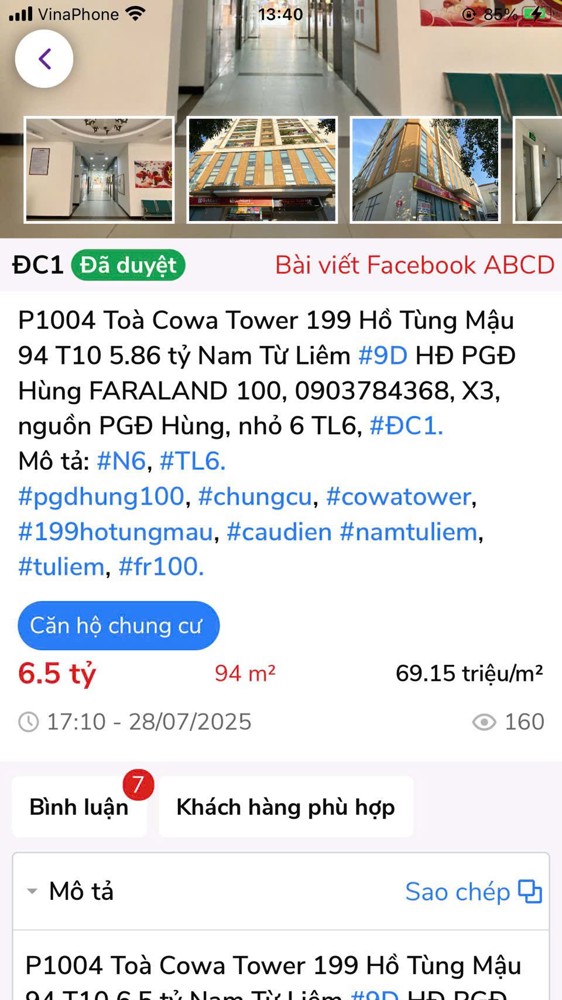 CĂN HỘ VỊ TRÍ ĐẸP – GIÁ TỐT  – CHÍNH CHỦ CẦN BÁN Căn CC 199 Hồ Tùng Mậu, Cầu Diễn, Nam Từ Liêm, Hà