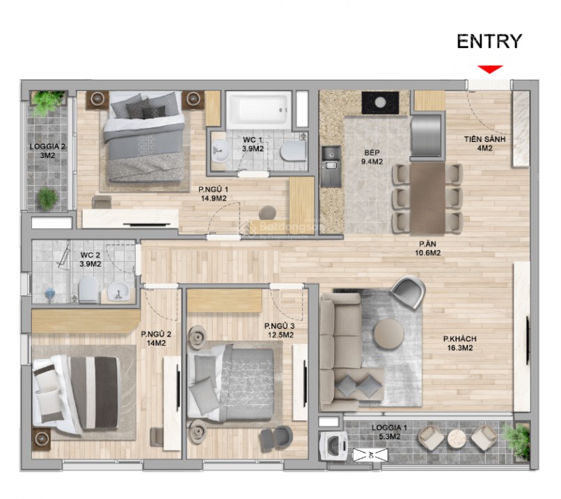 Hiếm! Căn góc ĐN 3 ngủ 108m2 - The zei view pháo hoa 15.7 tỷ (chuẩn TT, giá)