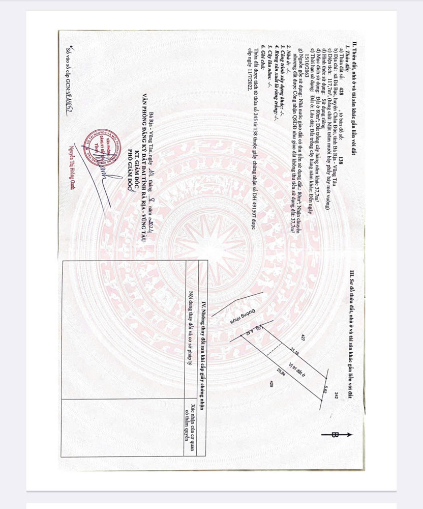Chủ cần bán lô đất nhà vườn kế bên tỉnh lộ 765 Long Tân - Bà Rịa 