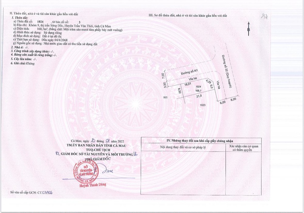 Bán đất nền dự án Thị trấn Sông Đốc, Trần Văn Thời, Cà Mau, 35 tr/m2, 168 m2
