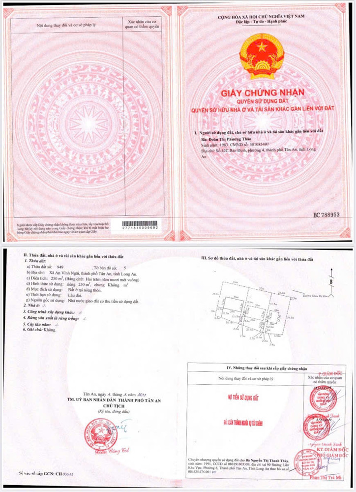 ĐẤT CHÍNH CHỦ - MẶT TIỀN Đường Châu Thị Kim, Xã An Vĩnh Ngãi, TP Tân An, Long An