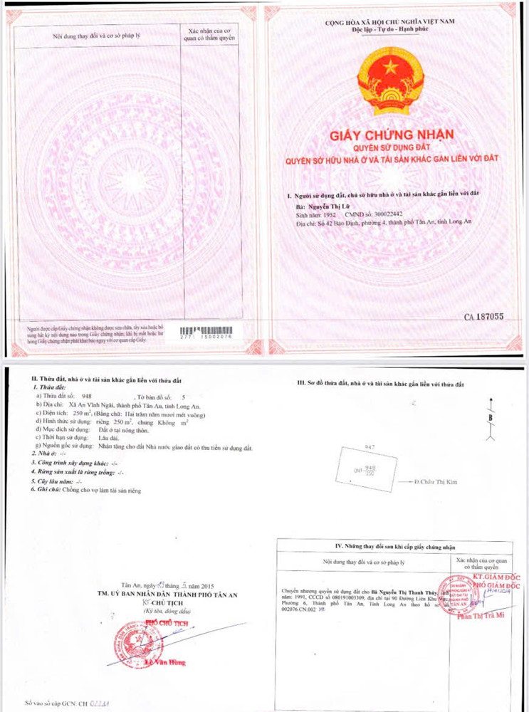 ĐẤT CHÍNH CHỦ - MẶT TIỀN Đường Châu Thị Kim, Xã An Vĩnh Ngãi, TP Tân An, Long An