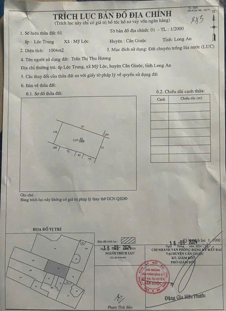 Chính Chủ CẦN BÁN 2 LÔ ĐẤT Vị trí Đẹp Xã Mỹ Lộc, Huyện Cần Giuộc, Long An